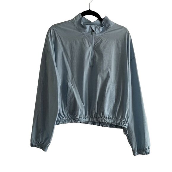 Zyia Active Women L Light Blue Sky Felicity 1/4 Zip Pockets Windbreaker Jacket - Picture 2 of 10